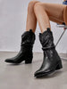 Women's Western Cowboy Boots Slip-On Mid Calf Cowgirl Boot Chunky Heeled Pull-On Fashionable For Outdoor In Fall And Winter