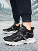 Men's Black And White Sneakers With Wave Design Sole And Elastic Laces For Urban Lifestyle