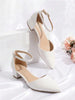 Women's Ankle Strap Low Heel Pumps Dress Shoes Pointed Toe Closed Toe Comfortable Casual D'Orsay Flats